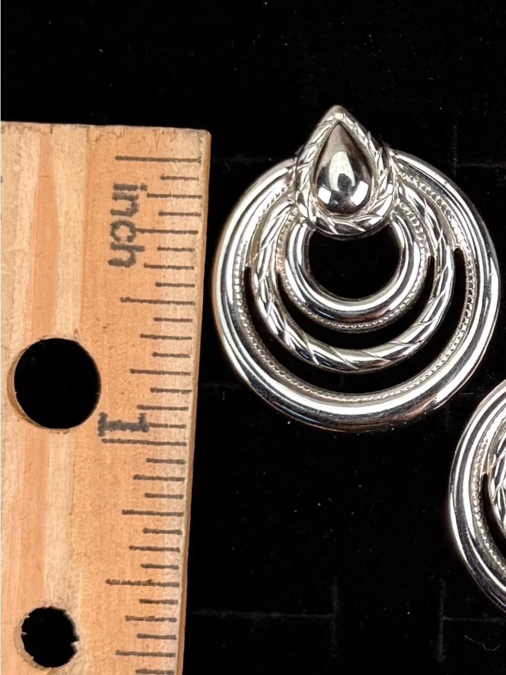 Vintage Weighted Silvertone Round Pierced Earrings